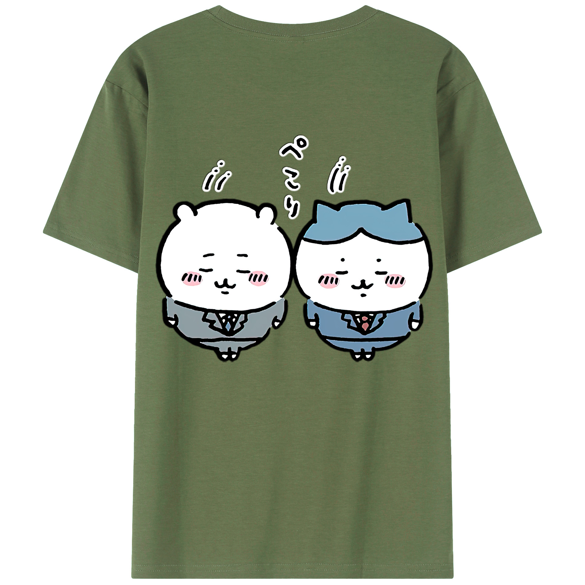 （画像用） ちいかわ ハチワレ Chii-kawa hachiware 綿100％ メンズ半袖Tシャツ（バックプリント） 通気性